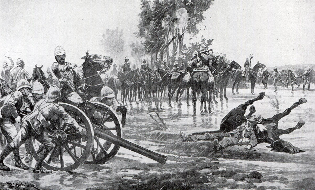 French's Cavalry Division: Battle of Paardeburg on 27th February 1900 in the Great Boer War: picture by Richard Caton Woodville