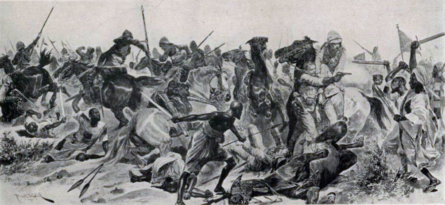 Charge of the 21st Lancers at the Battle of Omdurman on 2nd September 1898 in the Sudanese War: picture by Richard Caton Woodville