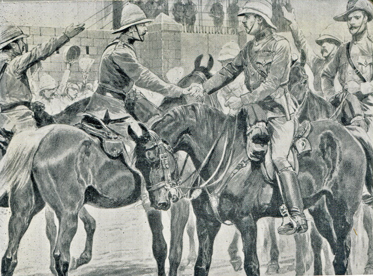 White and Buller meet after the Battles of Val Krantz and Pieters 5th to 28th February 1900 in the Great Boer War