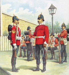 Wiltshire Regiment in Home Service Uniform: Battle of Paardeburg on 27th February 1900 in the Great Boer War: picture by Richard Simpkin