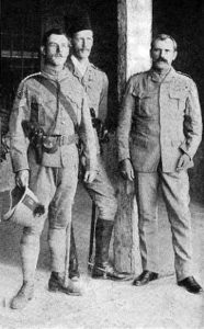 Colonel Macdonald (on right) with two staff officers: Battle of Omdurman on 2nd September 1898 in the Sudanese War
