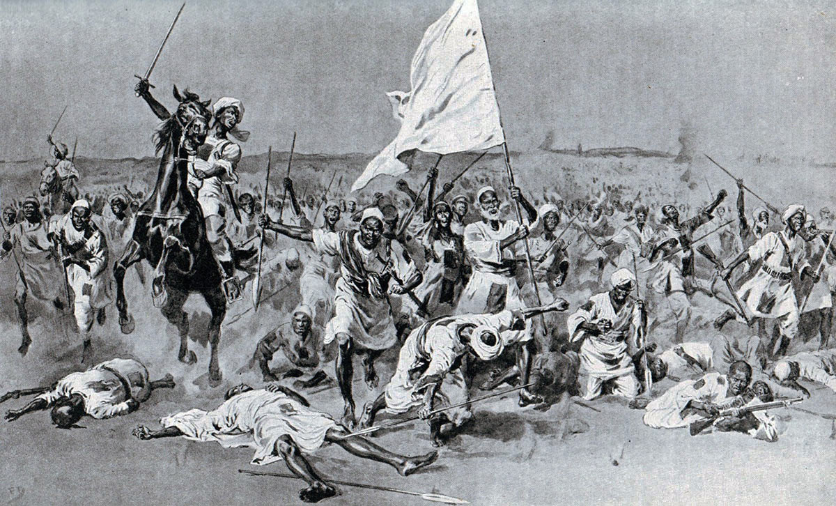 The first Dervish attack at the Battle of Omdurman on 2nd September 1898 in the Sudanese War