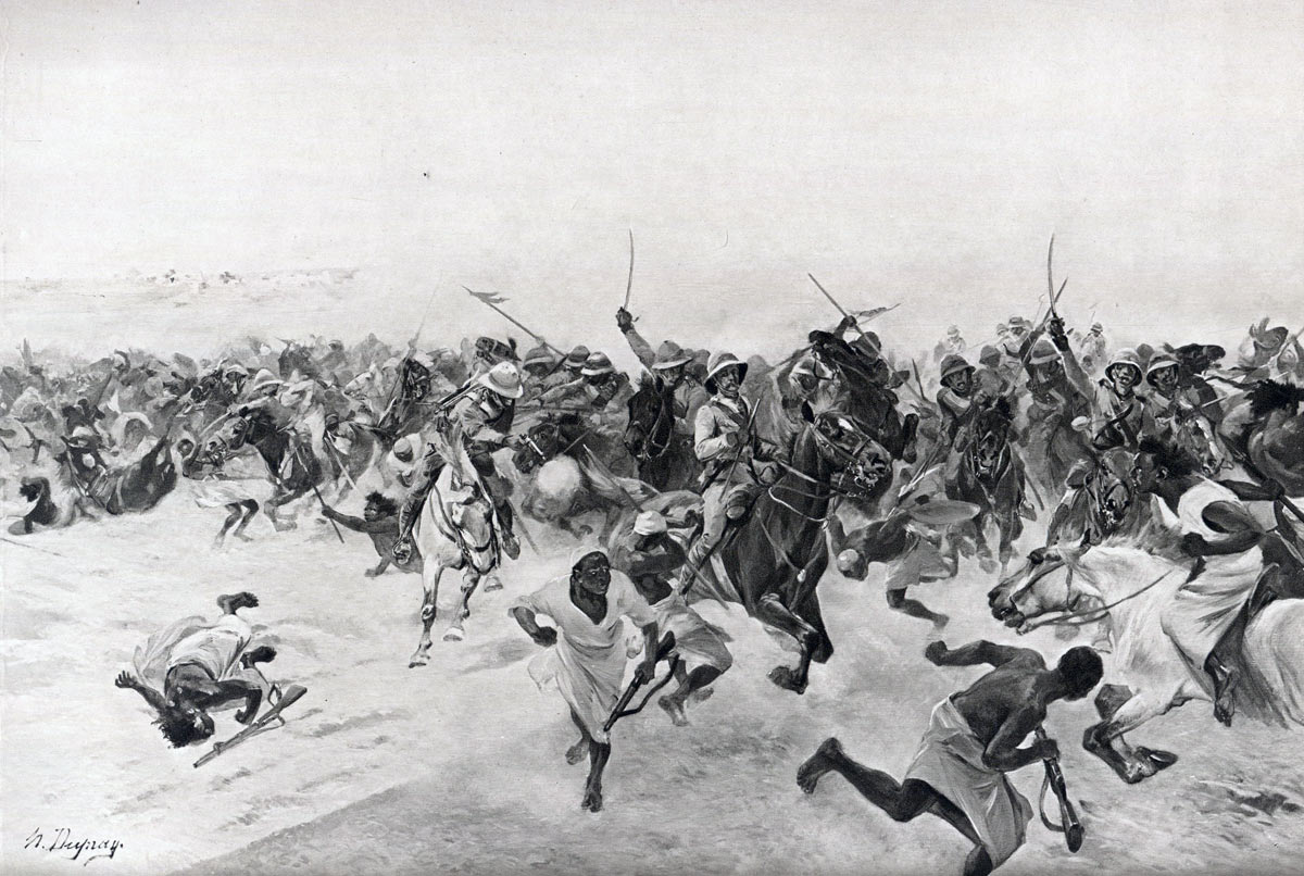 Charge of the 21st Lancers at the Battle of Omdurman on 2nd September 1898 in the Sudanese War: picture by Henri Dupray