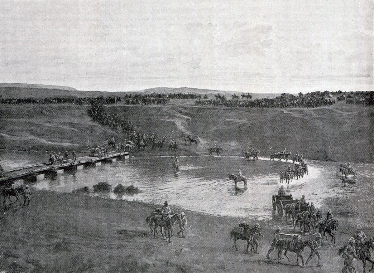 British troops crossing the Tugela River: Battles of Val Krantz and Pieters 5th to 28th February 1900 in the Great Boer War