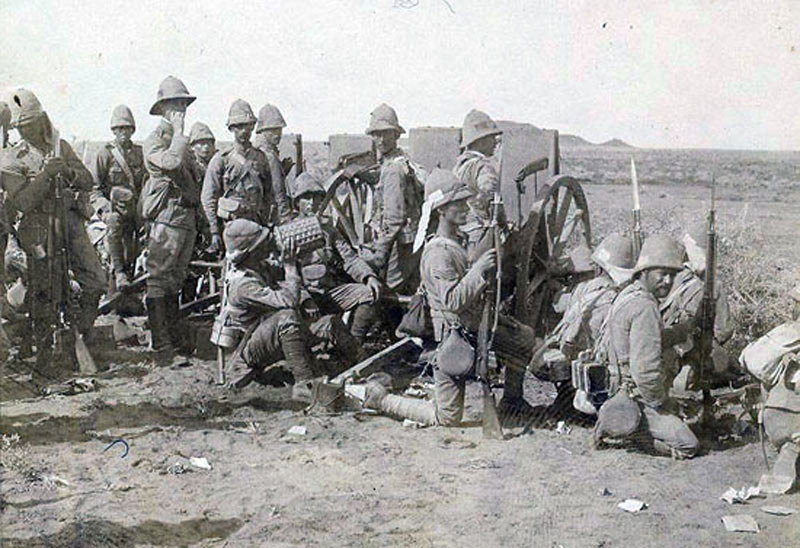 1st Lincoln's waiting between the two Dervish attacks at the Battle of Omdurman on 2nd September 1898 in the Sudanese War