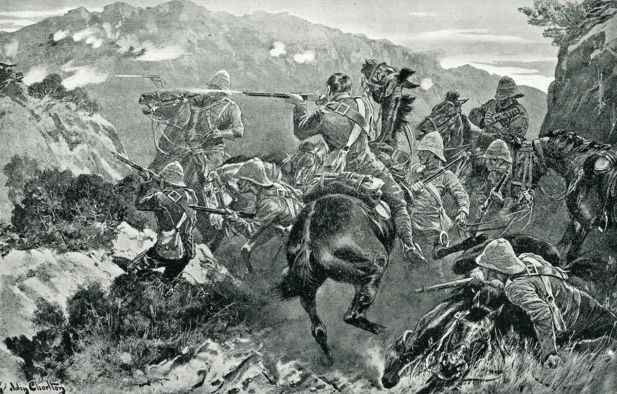 Picket of the 15th Hussars near Hussar Hill: Battles of Val Krantz and Pieters 5th to 28th February 1900 in the Great Boer War: picture by John Charlton