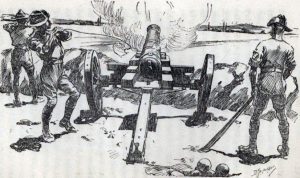 Firing 'Nelson', the muzzle-loading naval gun Siege of Mafeking 14th October 1899 to 16th May 1900