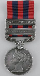 Indian General Service Medal 1854 with the clasp 'Waziristan 1894-5': Waziristan campaign 3rd November 1894 to March 1895 on the North-West Frontier of India