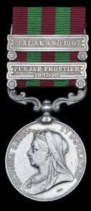 Indian General Service Medal 1854-1895 with the clasps 'Malakand 1897' and 'Punjab Border 1897-1898'