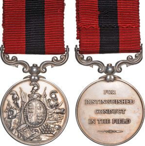 The Victorian Distinguished Conduct Medal: 4 soldiers of the Buffs were awarded the DCM for their conduct at Bilot, on the night of 16th September 1897: Malakand Field Force, 8th September 1897 to 12th October 1897 on the North-West Frontier of India