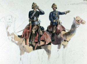 Camel Corps: Battle of Abu Klea on 17th January 1885 in the Sudanese War: picture by Orlando Norie