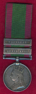 Second Afghan War Medal with clasps for Kandahar and Ahmed Khel: Battle of Ahmed Khel on 19th April 1880 in the Second Afghan War