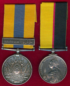 Queen’s Sudan Medal 1896-1898 and the Khedive’s Sudan Medal 1896-1908, with the clasp on the Khedive’s medal of ‘Khartoum’