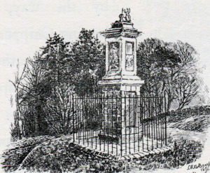 Grenville Memorial: Battle of Lansdown Hill on 5th July 1643 during the English Civil War: drawing by C.R.B. Barrett