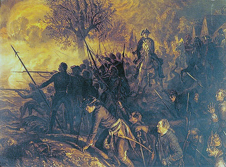 Frederick the Great at the Battle of Hochkirch 14th October 1758 in the Seven Years War: picture by Adolph Menzel