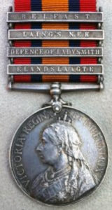 Queen’s South Africa medal with clasp for the Battle of Elandslaagte on 21st October 1899 in the Great Boer War