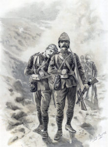 Survivors of the 66th at the Battle of Maiwand on 26th July 1880 in the Second Afghan War: picture by Harry Payne
