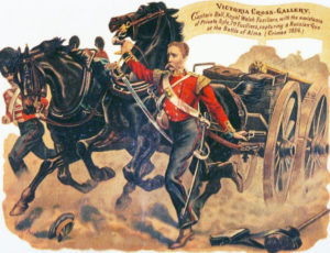 Captain Bell and Private Syle winning VCs at the Battle of the Alma on 20th September 1854 during the Crimean War: picture by Harry Payne