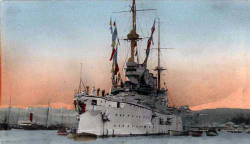 SMS Scharnhorst, the German flagship at the Battle of the Falkland Islands on 8th December 1914 in the First World War