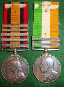 Queen’s South African War medal and King’s South African War medal awarded to Trooper Taylor of the 18th Hussars (Queen’s medal has the clasp ‘Talana’)