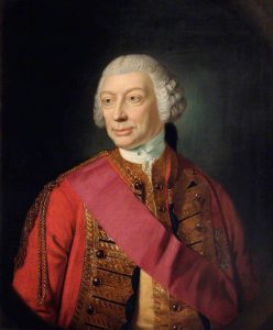Sir John Ligonier as a Field Marshal in later life: Battle of Lauffeldt 21st June 1747 in the War of the Austrian Succession: picture by Joshua Reynolds