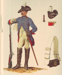 Prussian Dragoner-Regiment von Plettenberg No 8: picture by Adolph Menzel as part of his series of pictures ‘Die Armee Friedrichs des Grossen in ihrer Uniformierung’