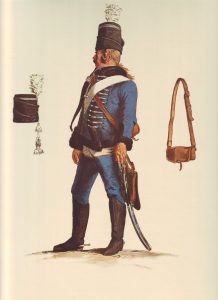 Prussian Husaren-Regiment von Malachowski No 7: picture by Adolph Menzel as part of his series of pictures ‘Die Armee Friedrichs des Grossen in ihrer Uniformierung’