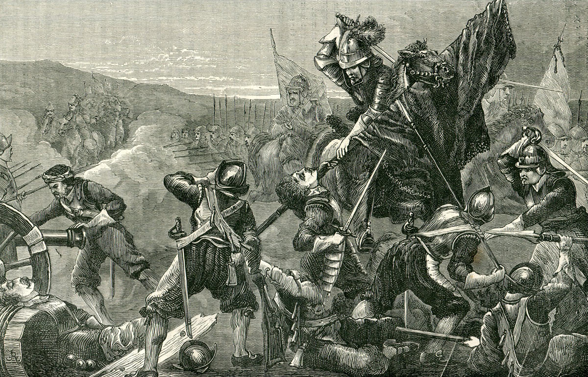 atacul asupra piciorului regalist: Bătălia de la Naseby 14 iunie 1645 în timpul Războiului Civil englez