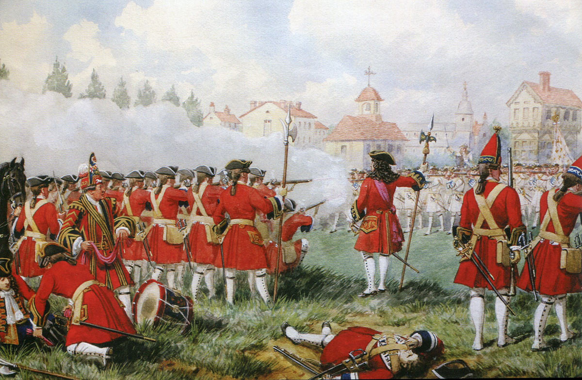 First Foot Guards at the Battle of Ramillies 12th May 1706 in the War of the Spanish Succession