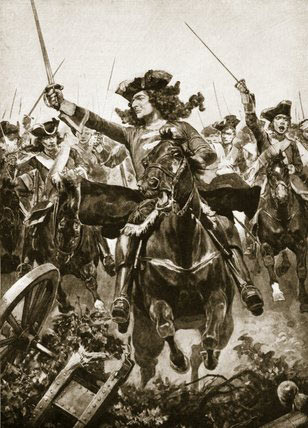 Duke of Marlborough leading the attack at the Battle of Oudenarde 30th June 1708 in the War of the Spanish Succession: picture by Richard Caton Woodville: click here to buy this picture