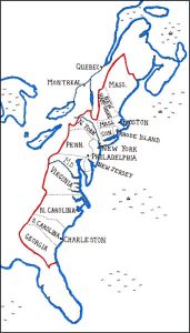 Map of the American Colonies at the outbreak of war in 1775