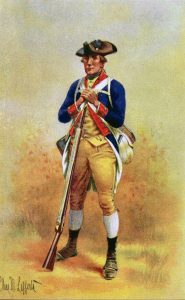 2nd Maryland Continental Regiment: Battle of Camden on 16th August 1780 in the American Revolutionary War: picture by Charles M. Lefferts