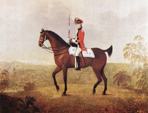 British Light Dragoon Officer: Battle of Long Island on 27th August 1776 in the American Revolutionary War