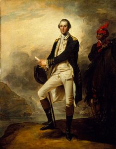 George Washington: Battle of Long Island on 27th August 1776 in the American Revolutionary War: picture by John Trumbull: click here to buy a picture of George Washington