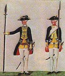 Hessian officer and musketeer: Battle of Fort Washington on 17th November 1776 in the American Revolutionary War