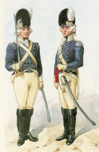Trooper and Officer of British Light Dragoons: Battle of Vimeiro on 21st August 1808 in the Peninsular War: picture by Richard Simkin