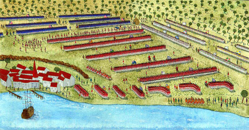 British surrender: Battle of Yorktown 28th September to 19th October 1781 in the American Revolutionary War: picture by John Fawkes