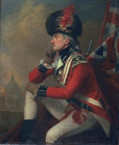 British Light Infantry Officer with his hat feathers dyed red: Battle of Paoli on 20th/21st September 1777 in the American Revolutionary War