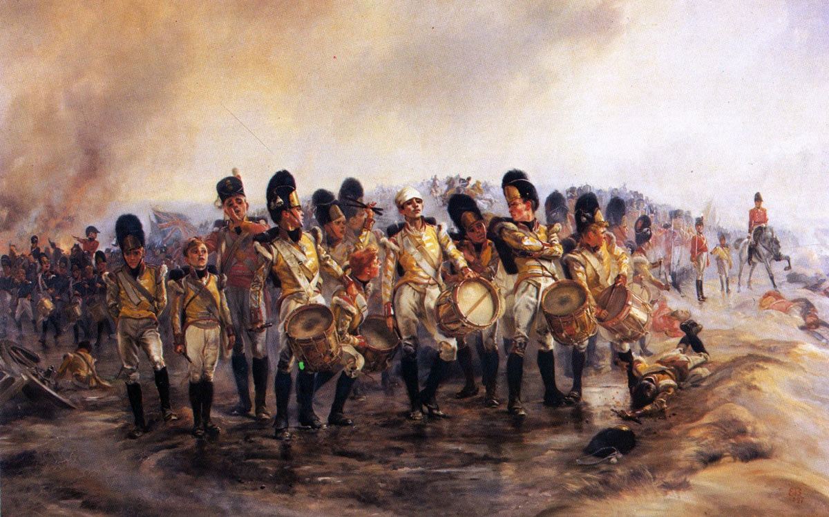 'Steady the Drums and Fifes' 57th Regiment at the Battle of Albuera on 16th May 1811 in the Peninsular War: picture by Lady Butler