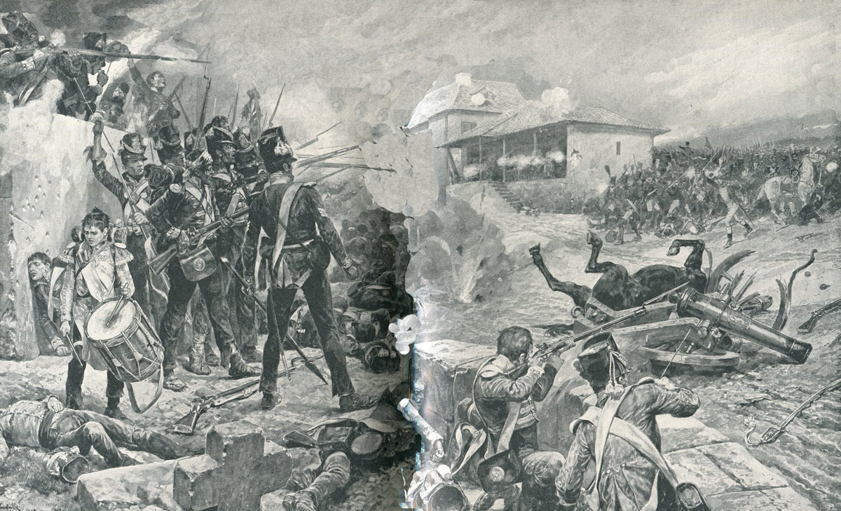 57th 'Diehards' at the Battle of Albuera on 16th May 1811 in the Peninsular War: picture by Richard Caton Woodville