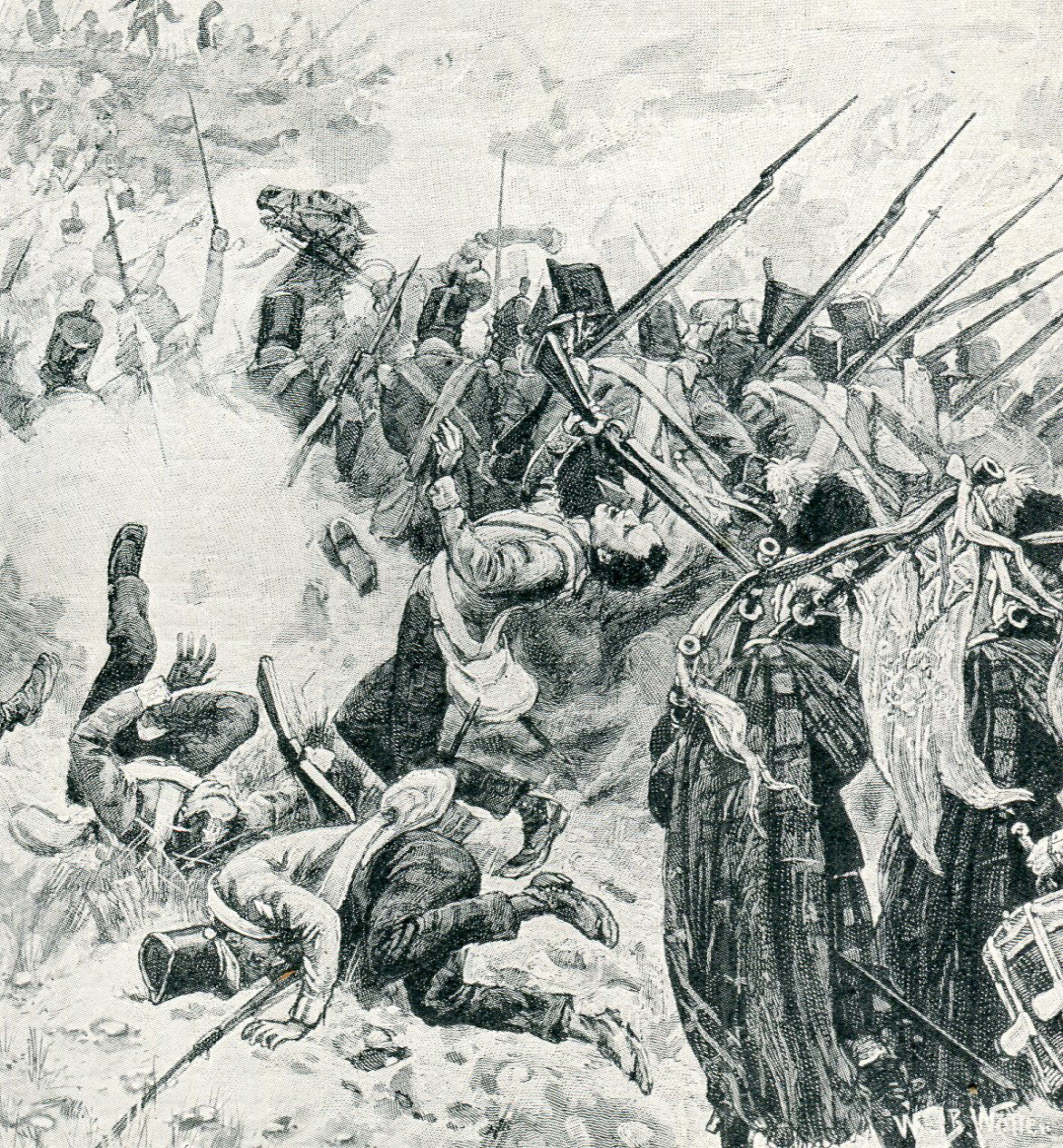 71st Highlanders at the Battle of Vitoria on 21st June 1813 during the Peninsular War: picture by William Barnes Wollen: buy this picture