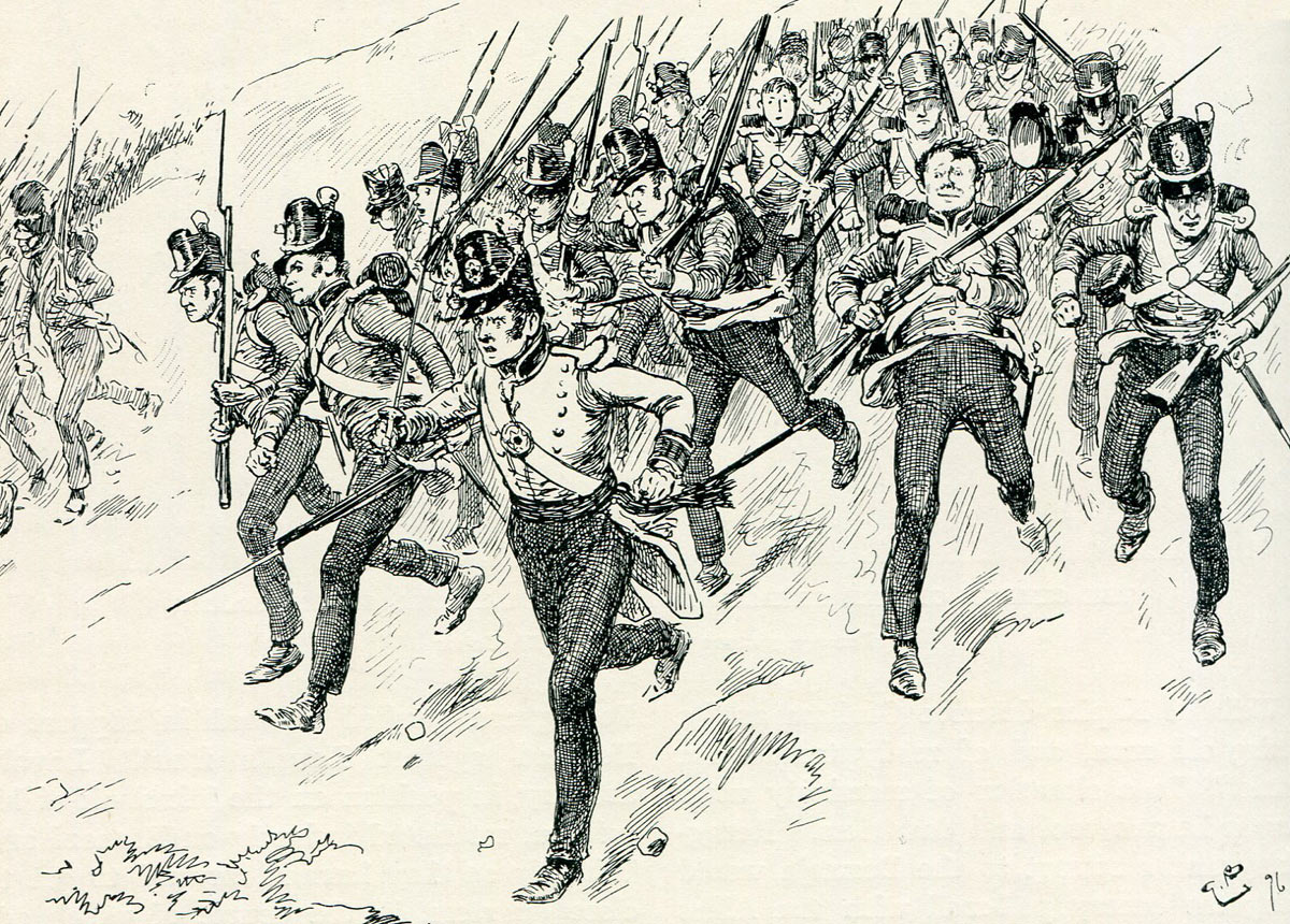 Attack of the British Foot Guards at the Battle of Barossa on 5th March 1811 in the Peninsular War: picture by Gordon Browne