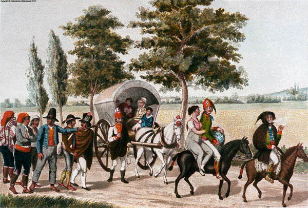 Spanish troops on the march: Battle of Vitoria on 21st June 1813 during the Peninsular War: picture by Cristoph and Cornelius Suhl