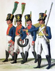 French Infantry: Battle of Vitoria on 21st June 1813 during the Peninsular War: Spanish troops on the march: Battle of Vitoria on 21st June 1813 during the Peninsular War: picture by Cristoph and Cornelius Suhl