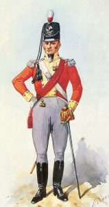 British Infantry Officer: Battle of the Crossing of the Douro on 16th May 1809 in the Peninsular War: picture by Richard Simkin