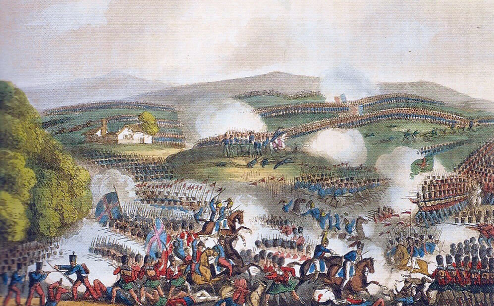 Battle of Quatre Bras on 16th June 1815 during the Napoleonic Wars: picture by William Heath