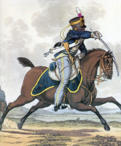 British 13th Light Dragoons: Battle of Albuera on 16th May 1811 in the Peninsular War: picture by Charles Hamilton Smith