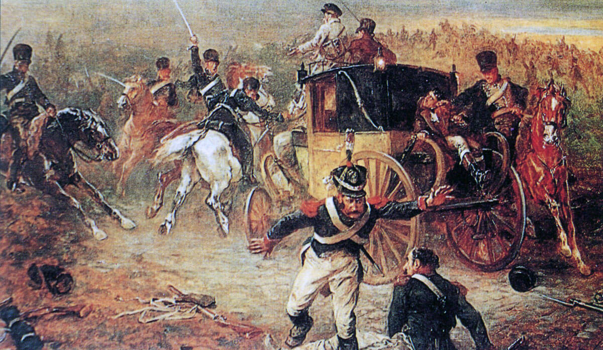 14th Light Dragoons capturing Joseph Bonaparte's baggage: Battle of Salamanca on 22nd July 1812 during the Peninsular War