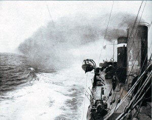 British Destroyer in the Eastern Mediterranean in1915. A substantial flotilla of destroyers supported the attack on the Dardanelles: Gallipoli campaign Part I: the Naval Bombardment, March 1915 in the First World War