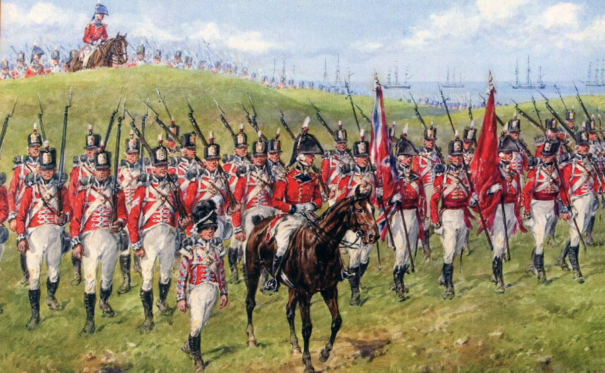 1st Foot Guards at the Battle of Corunna on 16th January 1809 in the Peninsular War: picture by Reginald Wymer